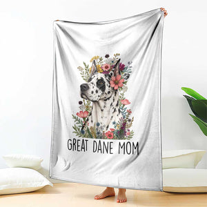 Great Dane Mom Botanical Floral Throw Blanket Harlequin Canine Lover