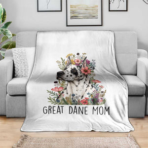 Great Dane Mom Botanical Floral Throw Blanket Harlequin Canine Lover