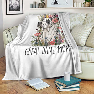 Great Dane Mom Botanical Floral Throw Blanket Harlequin Canine Lover