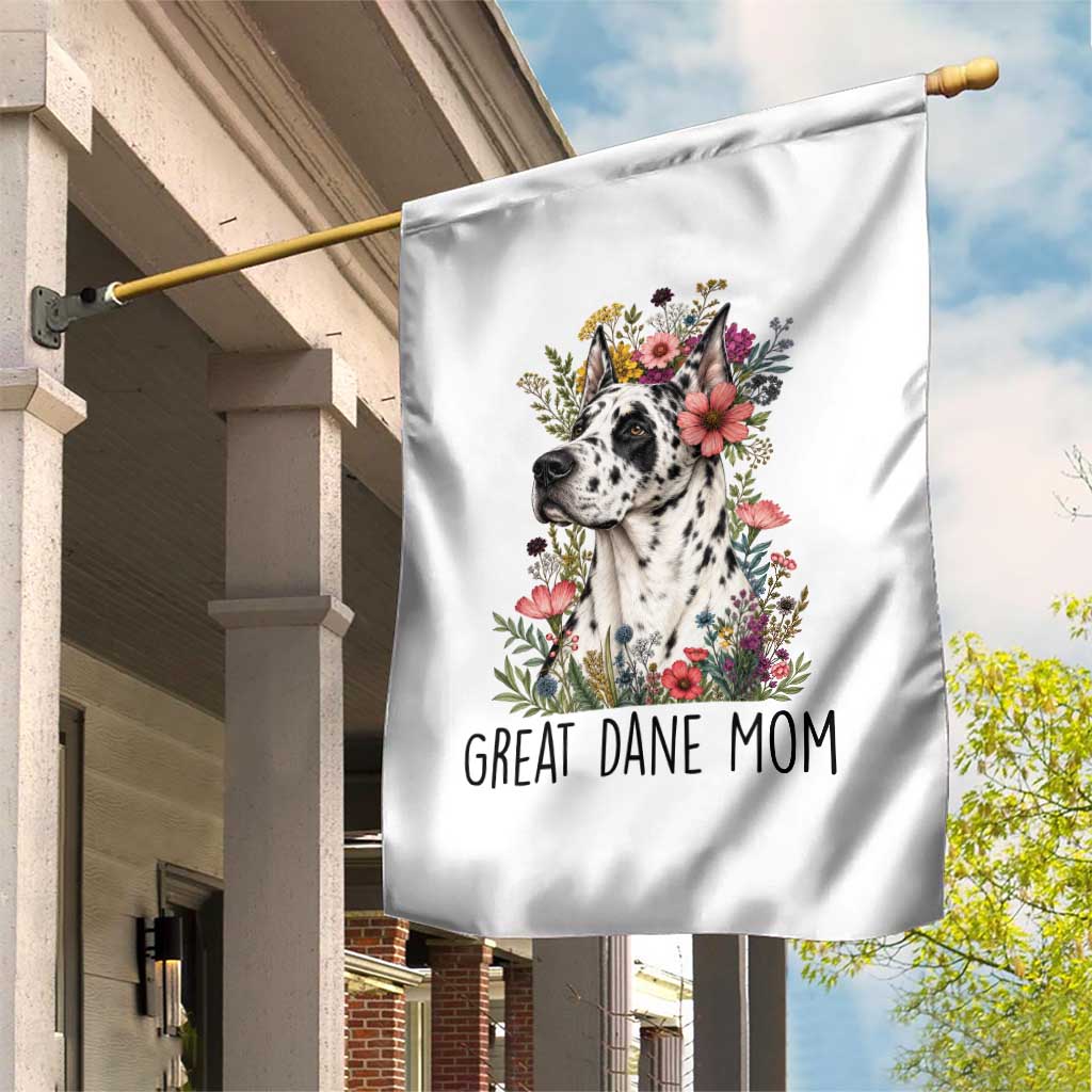 Great Dane Mom Botanical Floral Garden Flag Harlequin Canine Lover