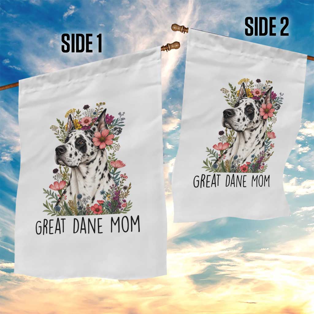 Great Dane Mom Botanical Floral Garden Flag Harlequin Canine Lover