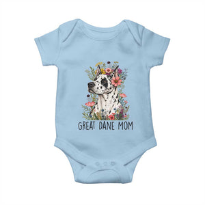 Great Dane Mom Botanical Floral Baby Onesie Harlequin Canine Lover