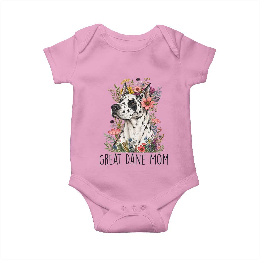 Great Dane Mom Botanical Floral Baby Onesie Harlequin Canine Lover