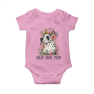 Great Dane Mom Botanical Floral Baby Onesie Harlequin Canine Lover