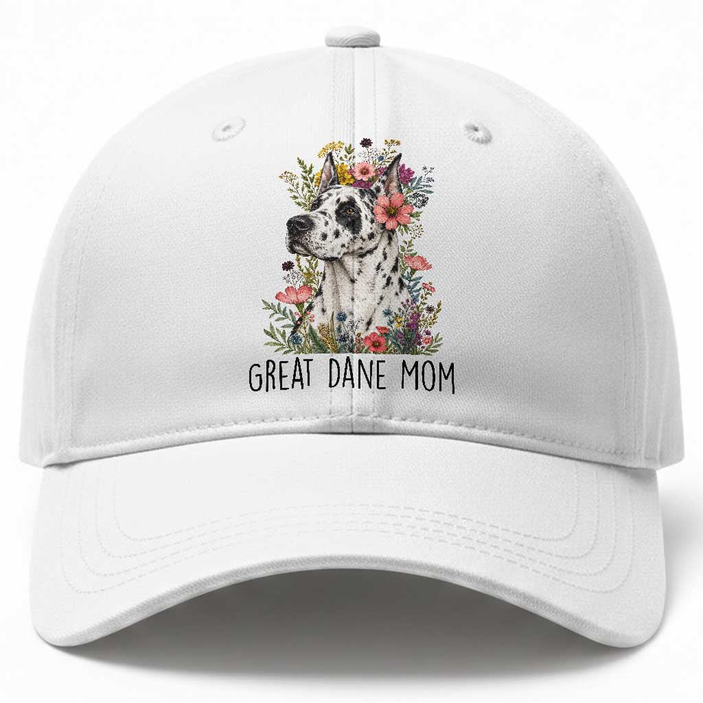 Great Dane Mom Botanical Floral Baseball Cap Harlequin Canine Lover