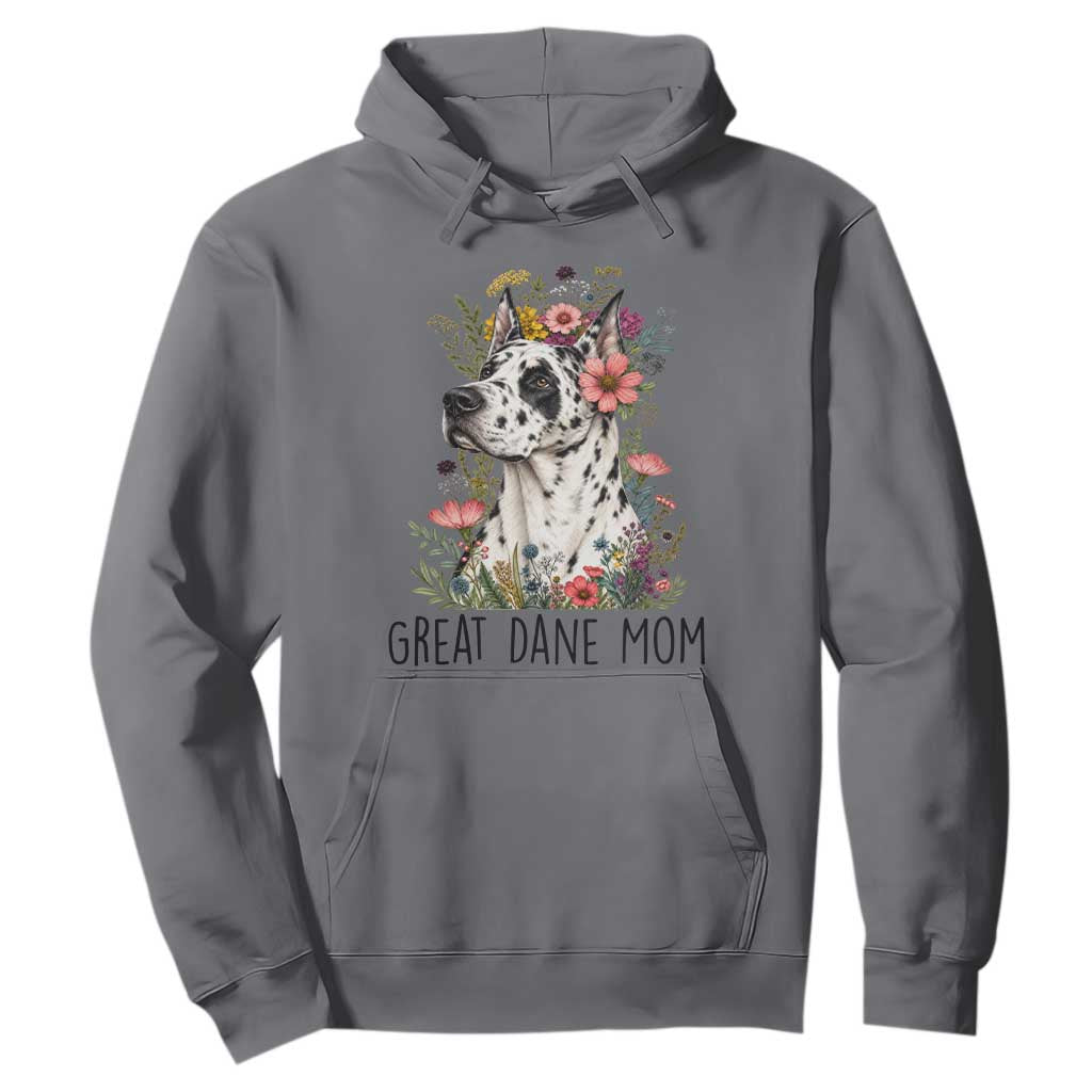Great Dane Mom Botanical Floral Hoodie Harlequin Canine Lover