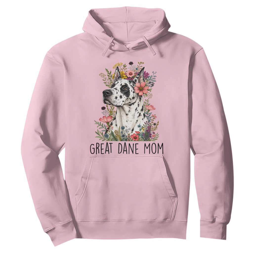 Great Dane Mom Botanical Floral Hoodie Harlequin Canine Lover