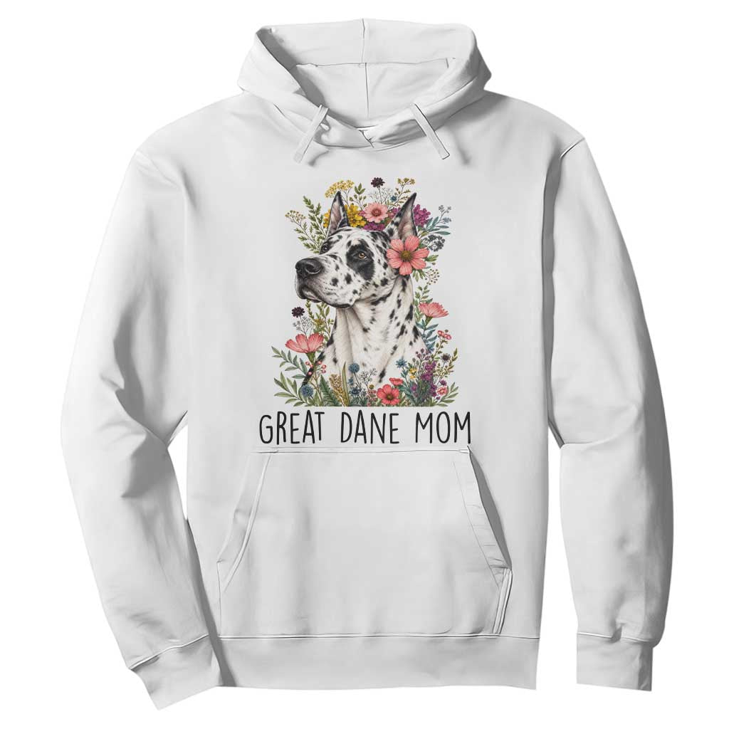 Great Dane Mom Botanical Floral Hoodie Harlequin Canine Lover