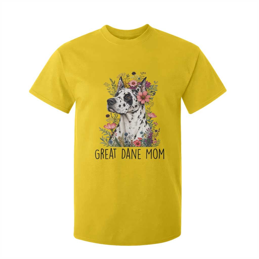 Great Dane Mom Botanical Floral T Shirt For Kid Harlequin Canine Lover