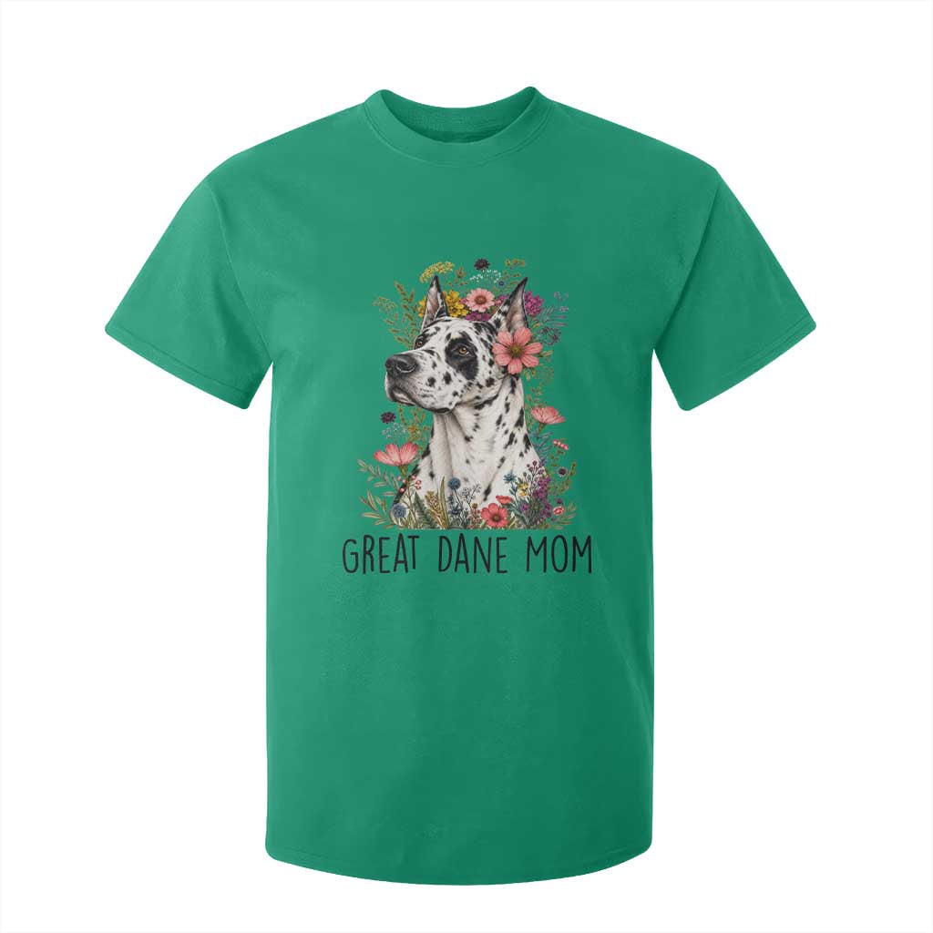 Great Dane Mom Botanical Floral T Shirt For Kid Harlequin Canine Lover