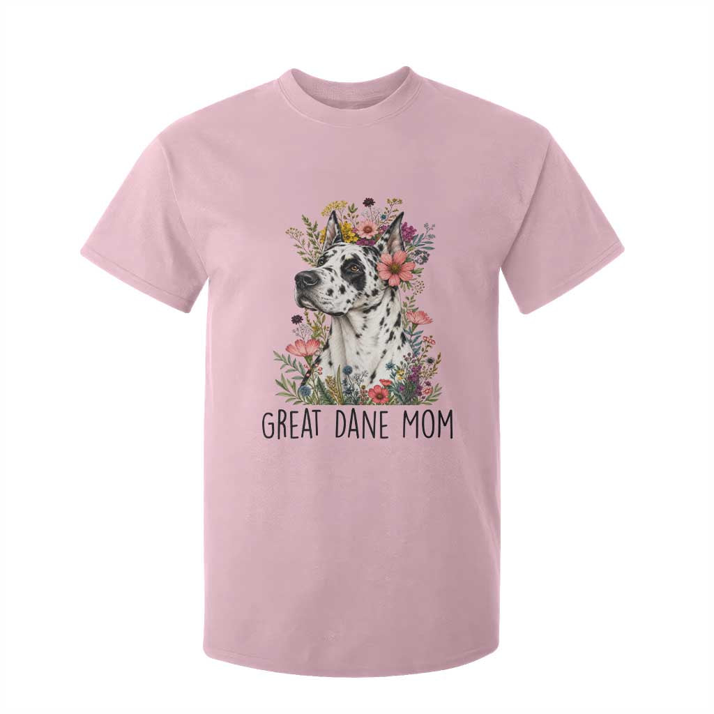 Great Dane Mom Botanical Floral T Shirt For Kid Harlequin Canine Lover