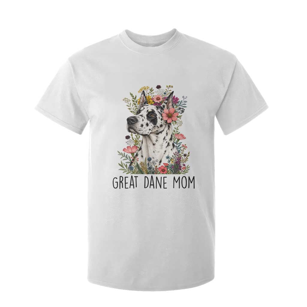 Great Dane Mom Botanical Floral T Shirt For Kid Harlequin Canine Lover