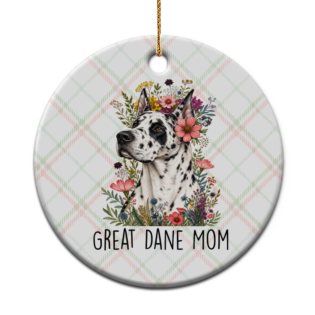 Great Dane Mom Botanical Floral Ceramic Ornament Harlequin Canine Lover