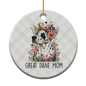 Great Dane Mom Botanical Floral Ceramic Ornament Harlequin Canine Lover
