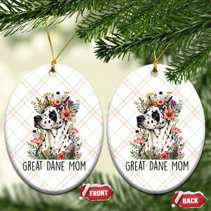 Great Dane Mom Botanical Floral Ceramic Ornament Harlequin Canine Lover