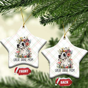 Great Dane Mom Botanical Floral Ceramic Ornament Harlequin Canine Lover