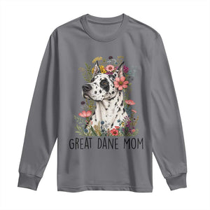 Great Dane Mom Botanical Floral Long Sleeve Shirt Harlequin Canine Lover