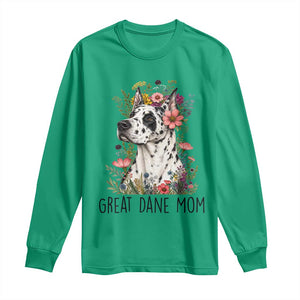 Great Dane Mom Botanical Floral Long Sleeve Shirt Harlequin Canine Lover