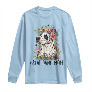 Great Dane Mom Botanical Floral Long Sleeve Shirt Harlequin Canine Lover