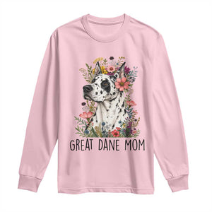 Great Dane Mom Botanical Floral Long Sleeve Shirt Harlequin Canine Lover