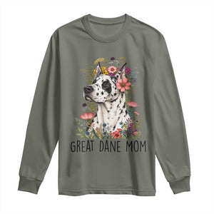 Great Dane Mom Botanical Floral Long Sleeve Shirt Harlequin Canine Lover