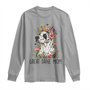 Great Dane Mom Botanical Floral Long Sleeve Shirt Harlequin Canine Lover