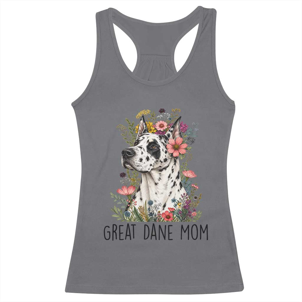 Great Dane Mom Botanical Floral Racerback Tank Top Harlequin Canine Lover