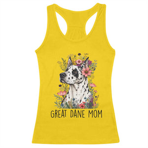 Great Dane Mom Botanical Floral Racerback Tank Top Harlequin Canine Lover