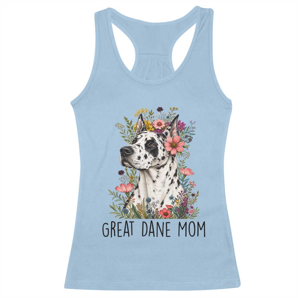 Great Dane Mom Botanical Floral Racerback Tank Top Harlequin Canine Lover