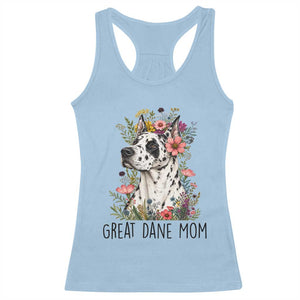 Great Dane Mom Botanical Floral Racerback Tank Top Harlequin Canine Lover