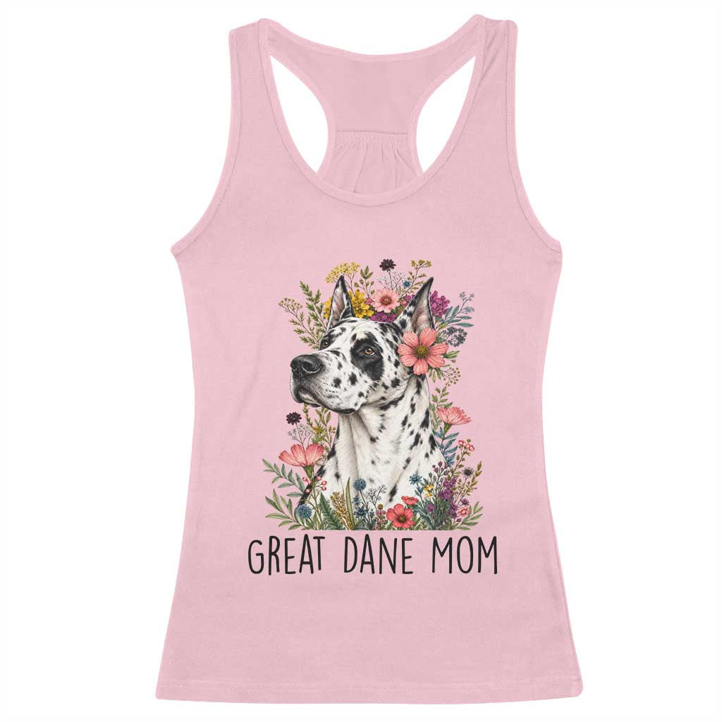 Great Dane Mom Botanical Floral Racerback Tank Top Harlequin Canine Lover
