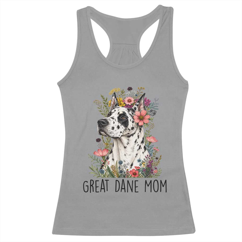 Great Dane Mom Botanical Floral Racerback Tank Top Harlequin Canine Lover