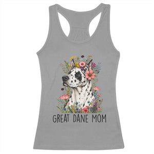 Great Dane Mom Botanical Floral Racerback Tank Top Harlequin Canine Lover