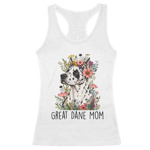 Great Dane Mom Botanical Floral Racerback Tank Top Harlequin Canine Lover