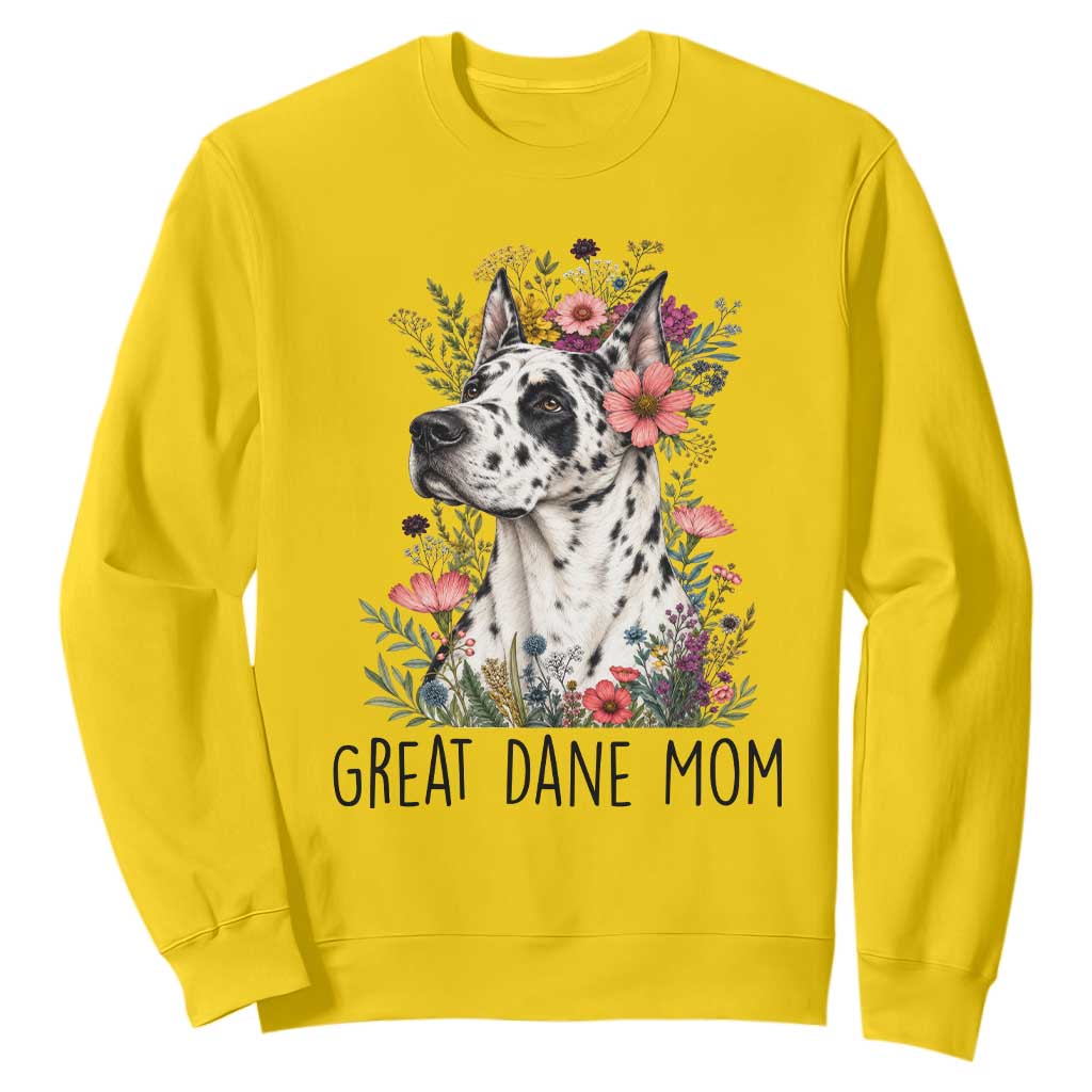 Great Dane Mom Botanical Floral Sweatshirt Harlequin Canine Lover