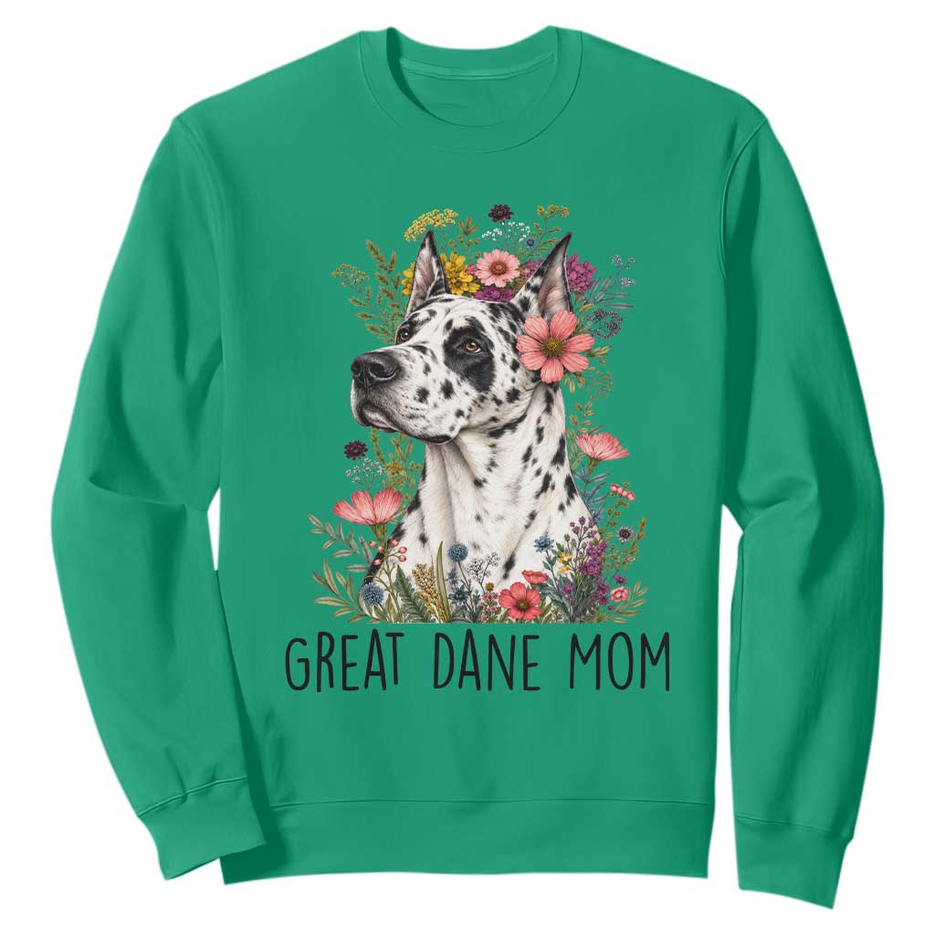 Great Dane Mom Botanical Floral Sweatshirt Harlequin Canine Lover
