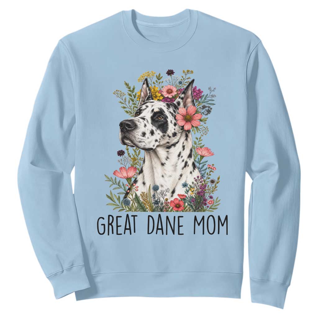 Great Dane Mom Botanical Floral Sweatshirt Harlequin Canine Lover