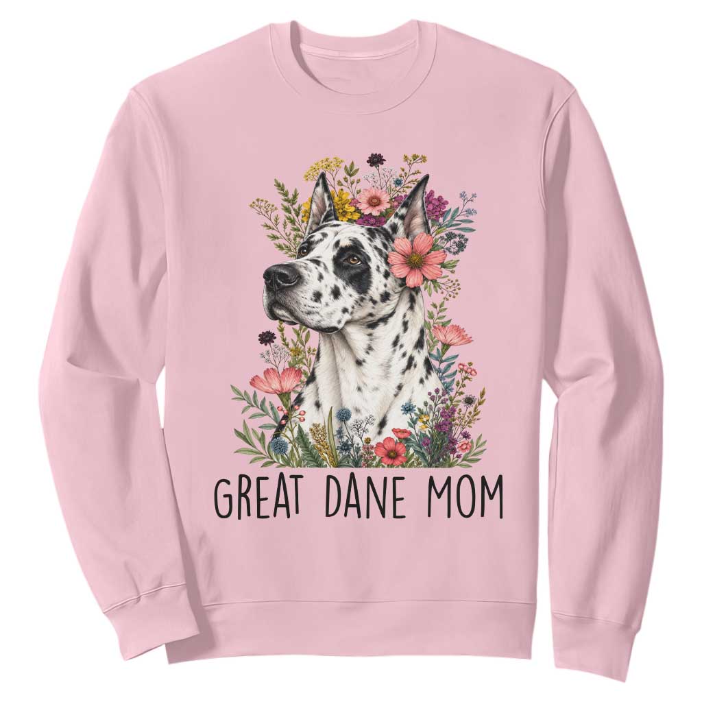 Great Dane Mom Botanical Floral Sweatshirt Harlequin Canine Lover