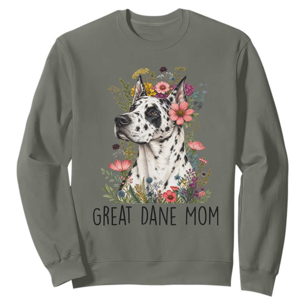 Great Dane Mom Botanical Floral Sweatshirt Harlequin Canine Lover