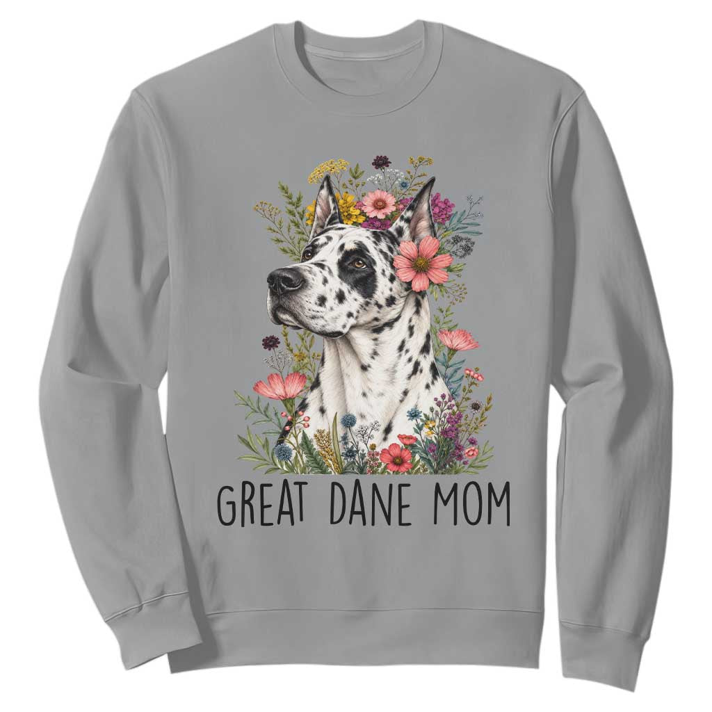 Great Dane Mom Botanical Floral Sweatshirt Harlequin Canine Lover