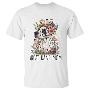 Great Dane Mom Botanical Floral T Shirt Harlequin Canine Lover