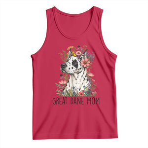 Great Dane Mom Botanical Floral Tank Top Harlequin Canine Lover