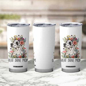 Great Dane Mom Botanical Floral Tumbler Cup Harlequin Canine Lover