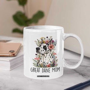 Great Dane Mom Botanical Floral Coffee Mug Harlequin Canine Lover