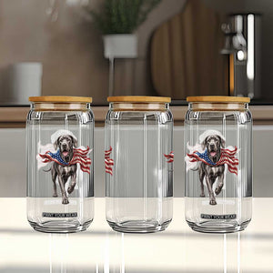 Patriotic Great Dane American Flag Glass Can USA Pride Dog Lover Gift