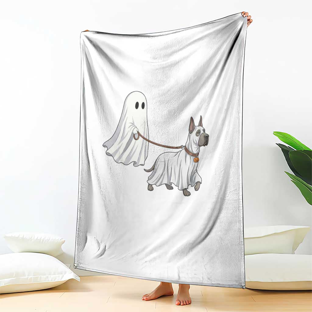 Funny Ghost Walking Great Dane Dog Throw Blanket Halloween Pet Lover Gift