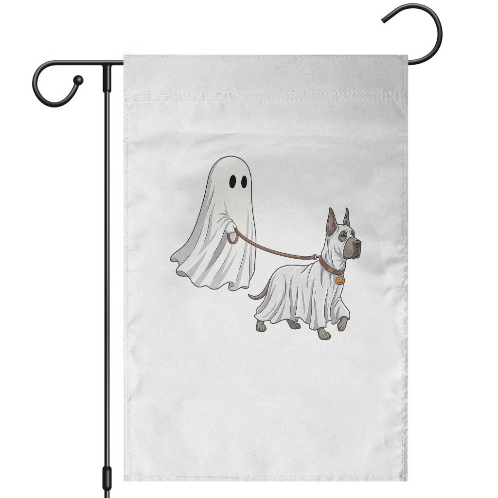 Funny Ghost Walking Great Dane Dog Garden Flag Halloween Pet Lover Gift