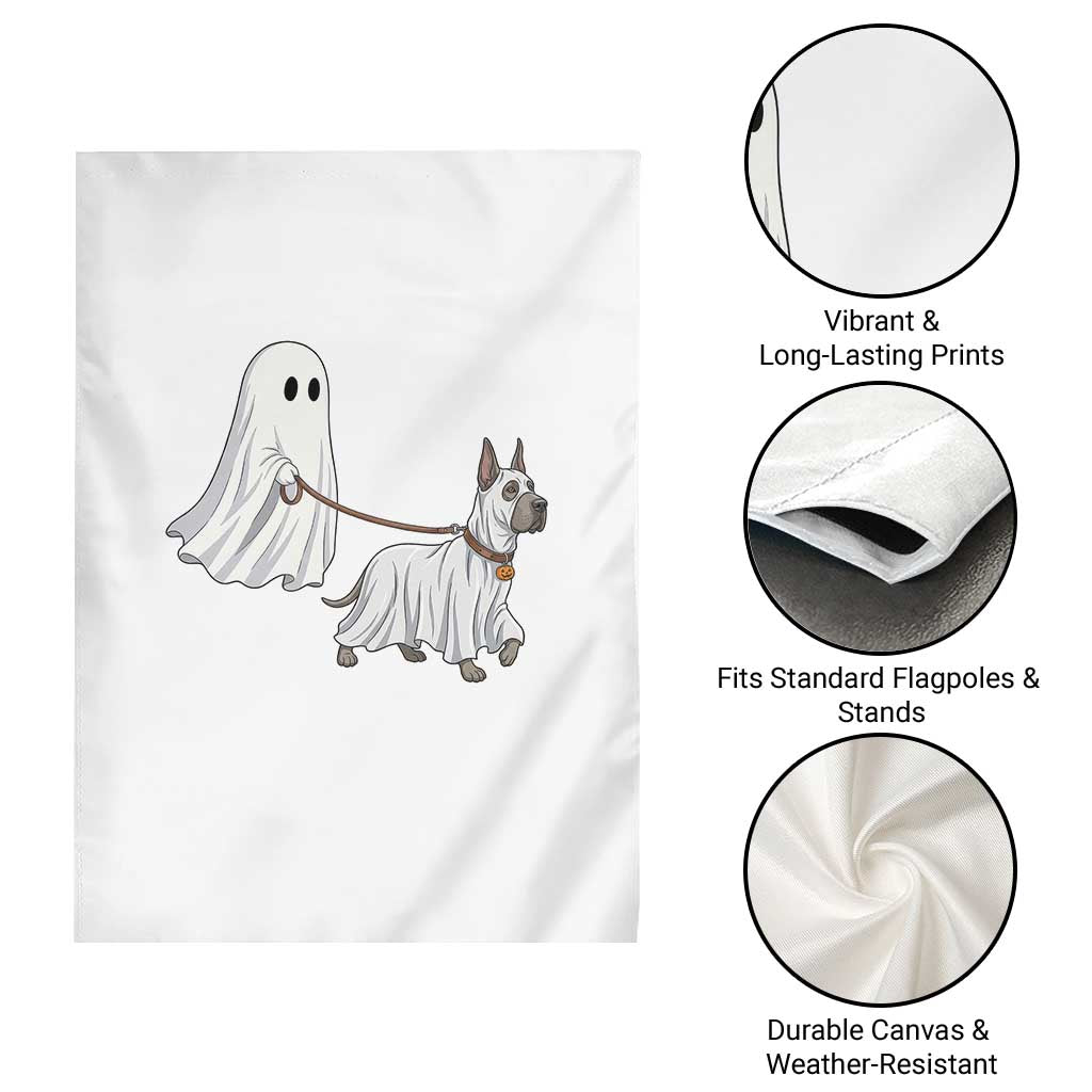 Funny Ghost Walking Great Dane Dog Garden Flag Halloween Pet Lover Gift