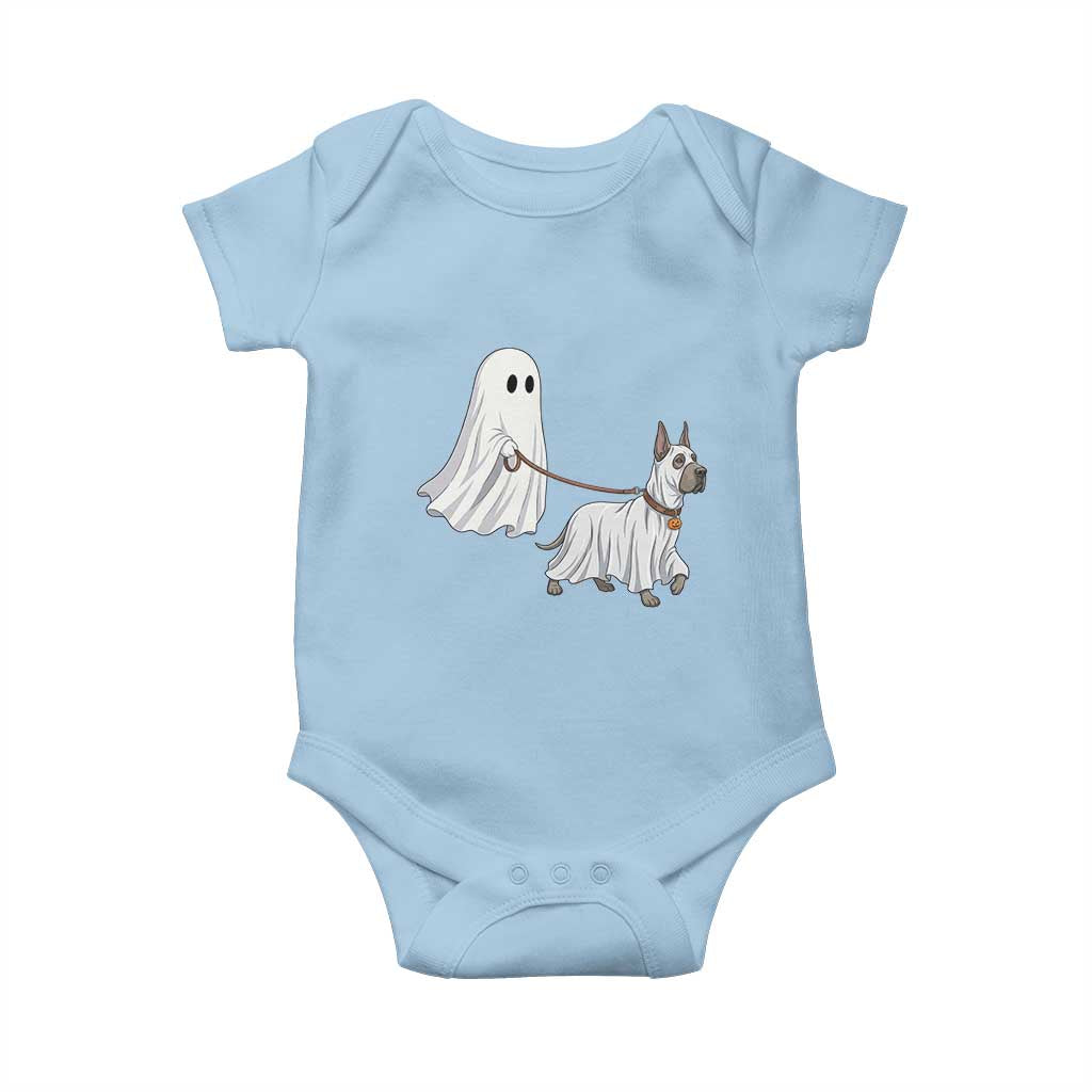 Funny Ghost Walking Great Dane Dog Baby Onesie Halloween Pet Lover Gift