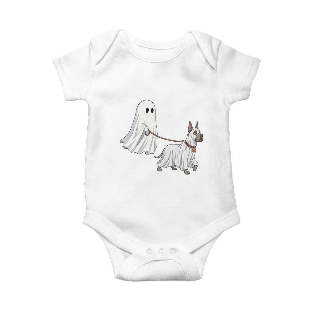 Funny Ghost Walking Great Dane Dog Baby Onesie Halloween Pet Lover Gift